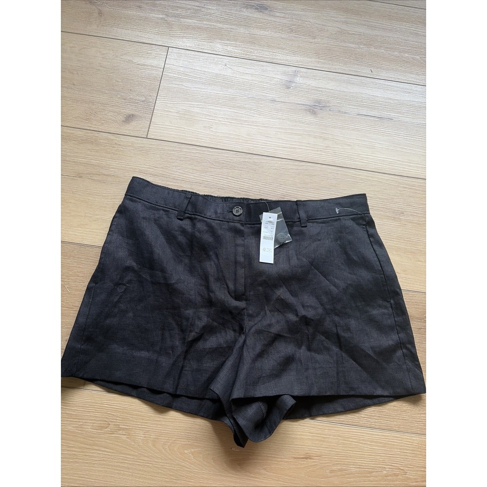 J.Crew 100% Linen Shorts Women's Size Large Black 3" Inseam Beach Lightweight